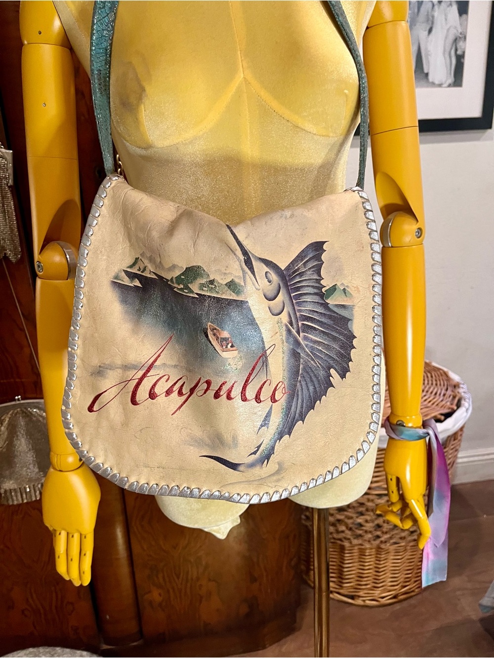 Marlin Print Crossbody Bag – Cream